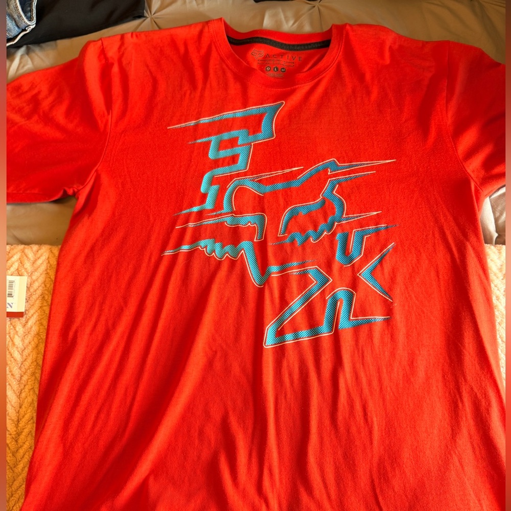 Active USA Men's Bright Orange Tee with Teal Graphic